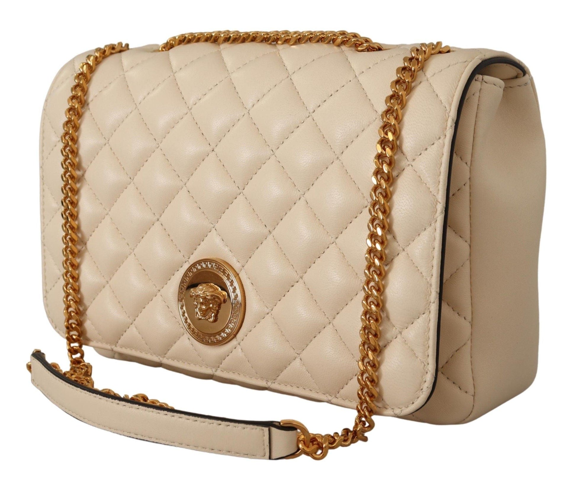 Versace Elegant White Nappa Leather Shoulder Bag - Arichezz.store