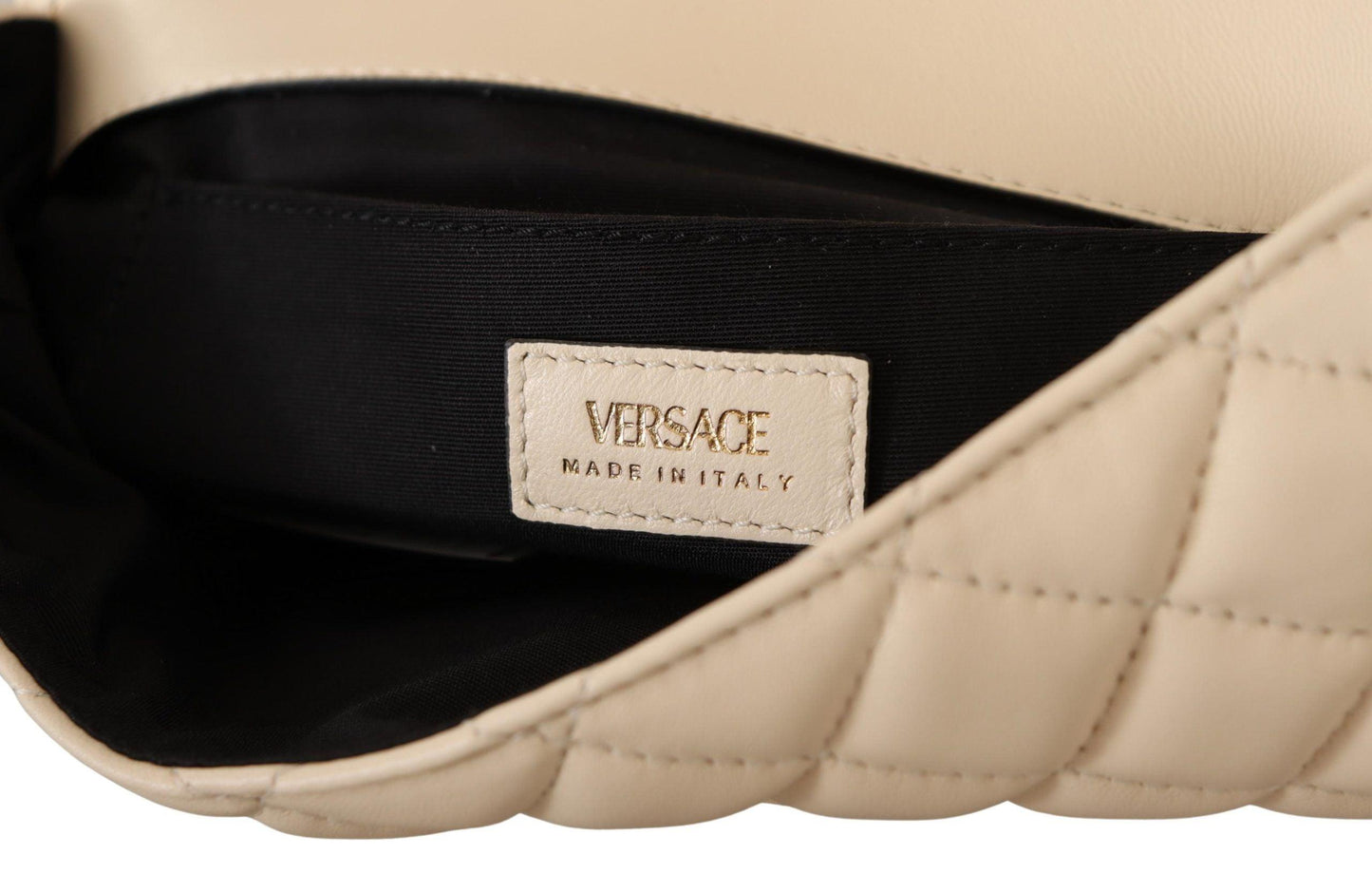 Versace Elegant White Nappa Leather Shoulder Bag - Arichezz.store