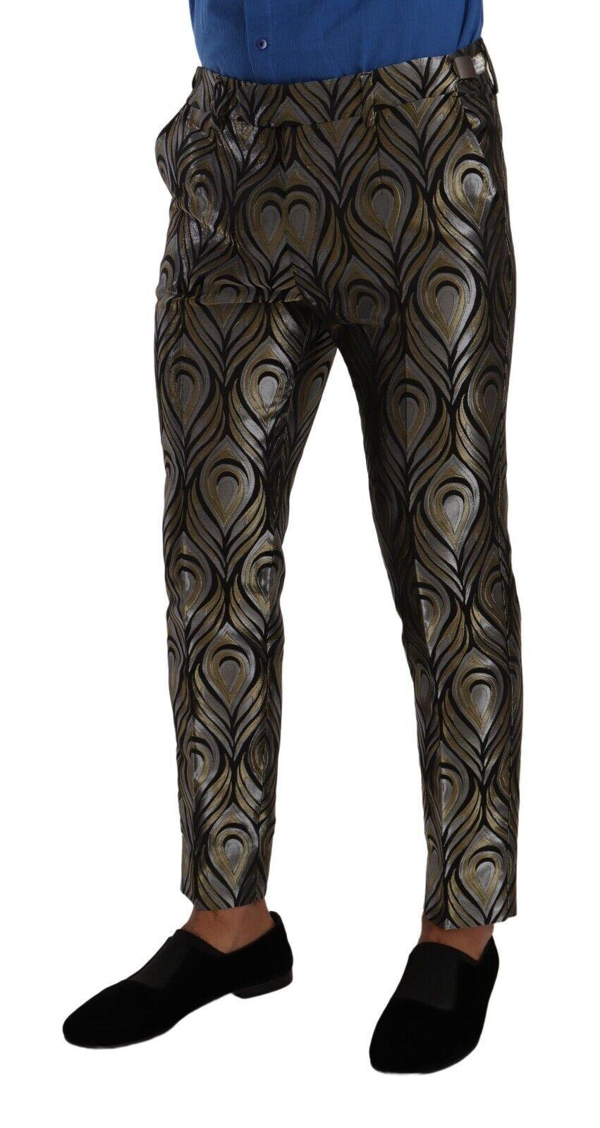 Dolce & Gabbana Elegant Slim Fit Metallic Dress Trousers - Arichezz.store