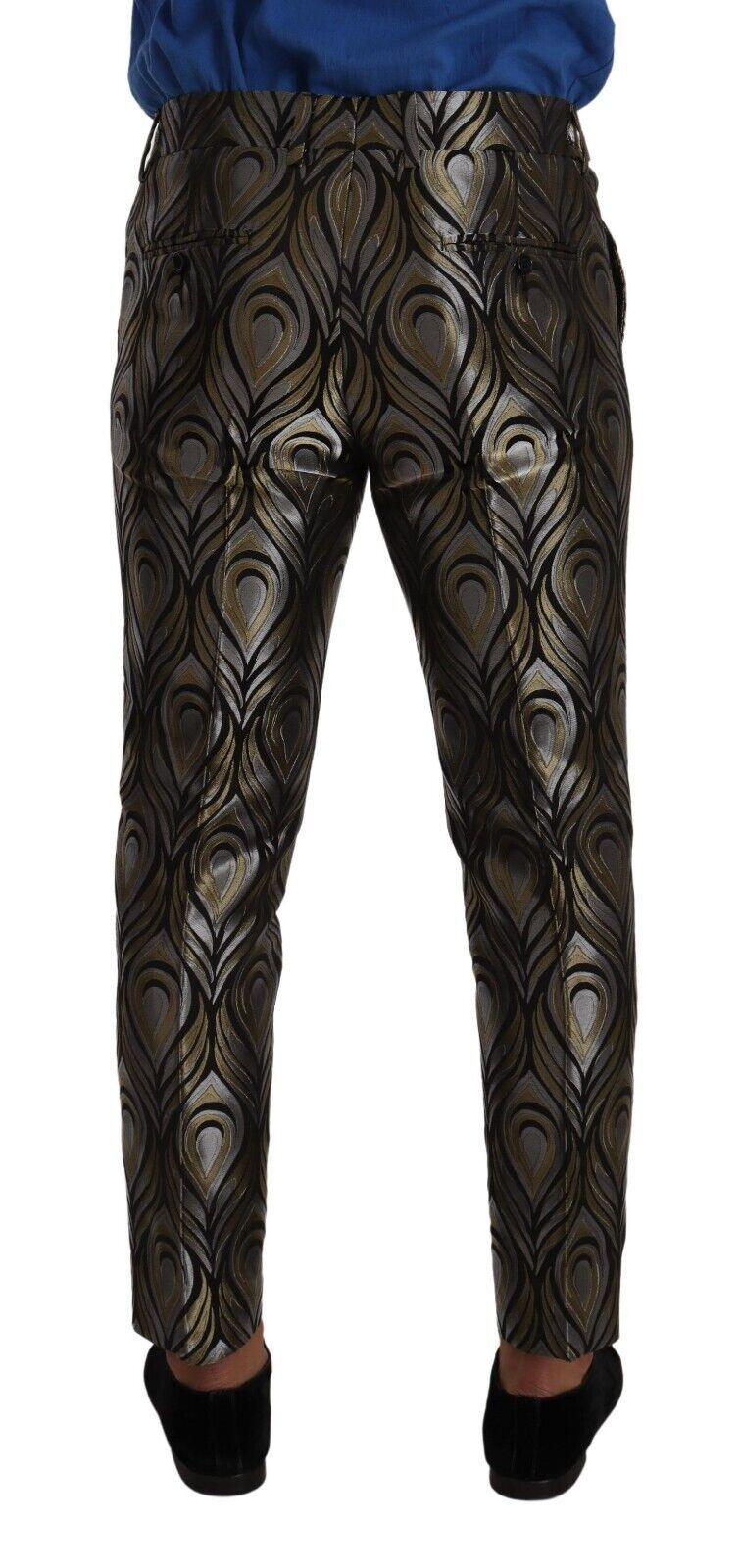 Dolce & Gabbana Elegant Slim Fit Metallic Dress Trousers - Arichezz.store