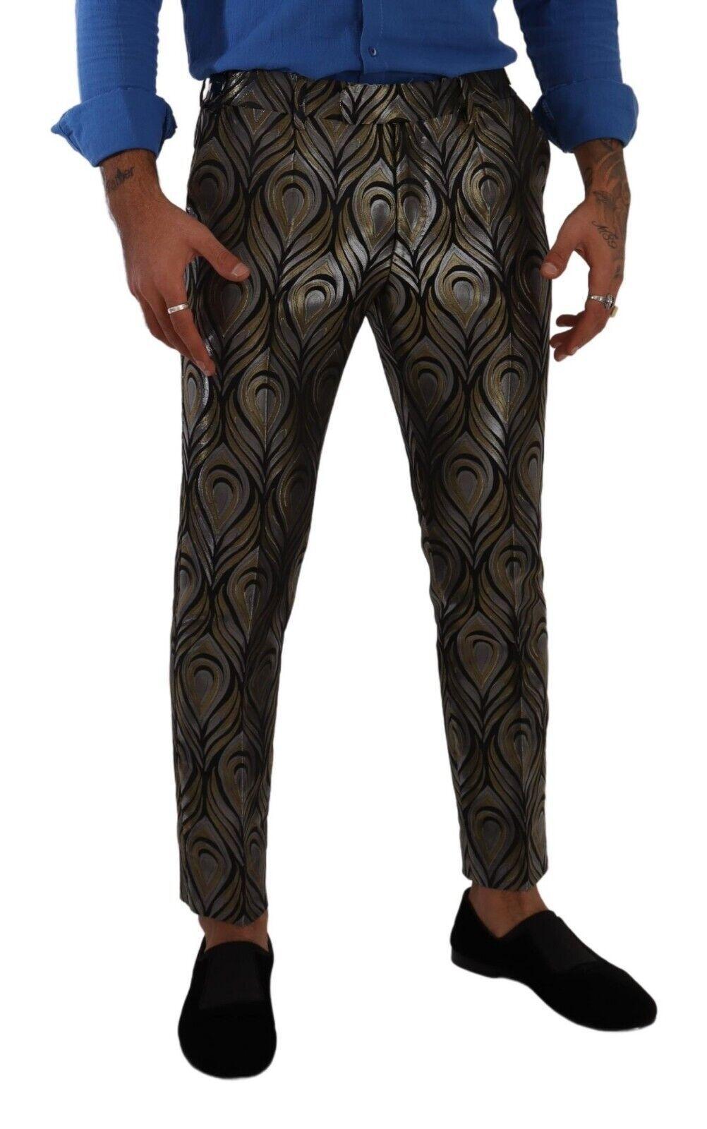 Dolce & Gabbana Elegant Slim Fit Metallic Dress Trousers - Arichezz.store