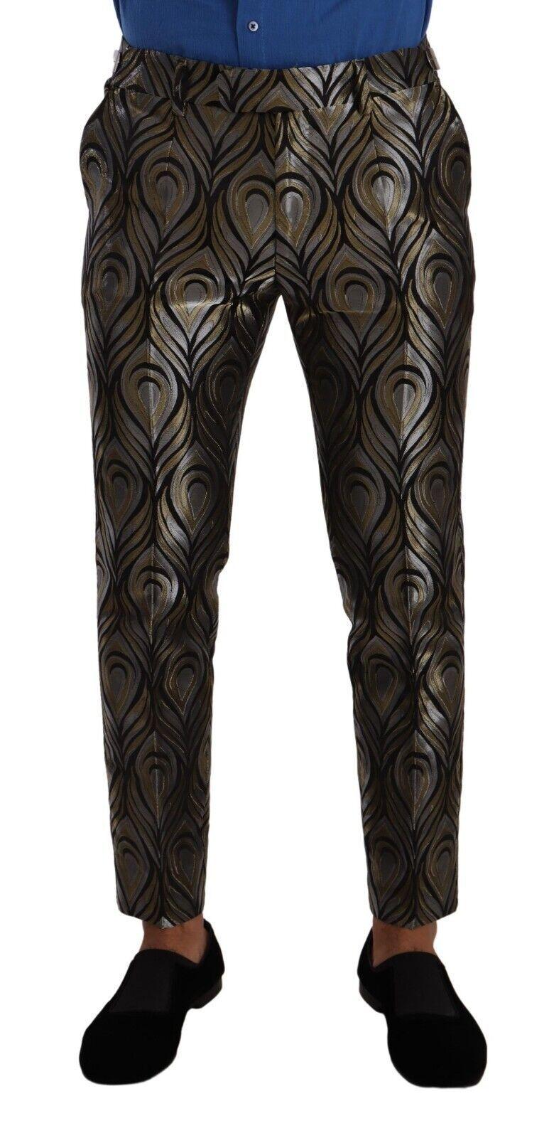 Dolce & Gabbana Elegant Slim Fit Metallic Dress Trousers - Arichezz.store