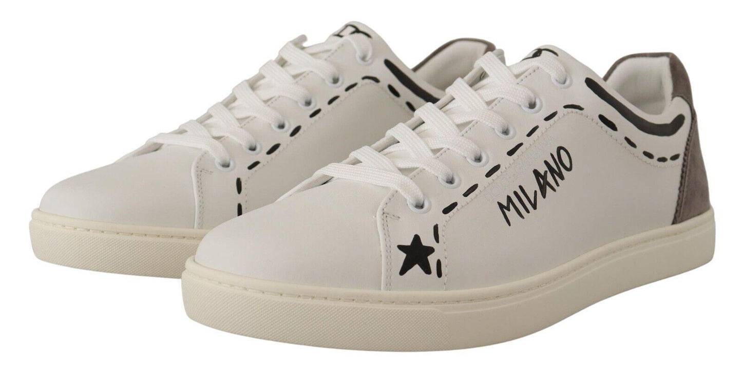 Dolce & Gabbana Elegant White Leather Casual Sneakers - Arichezz.store