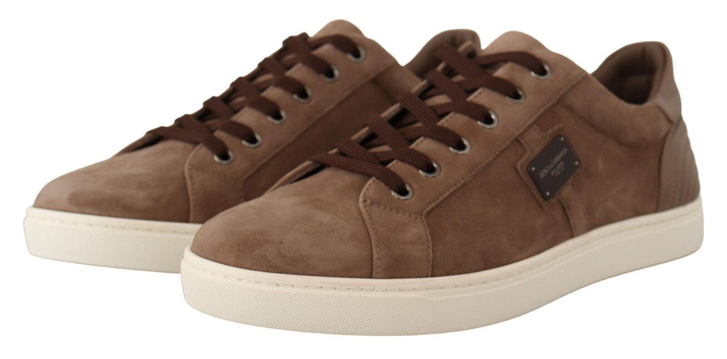 Dolce & Gabbana Elegant Brown Leather Sneakers for Men - Arichezz.store