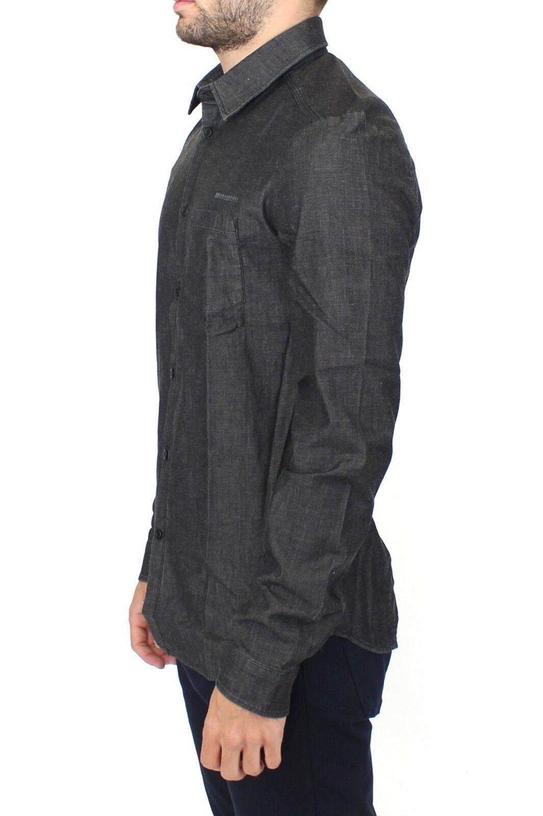 Ermanno Scervino Elegant Gray Stretch Denim Casual Shirt - Arichezz.store