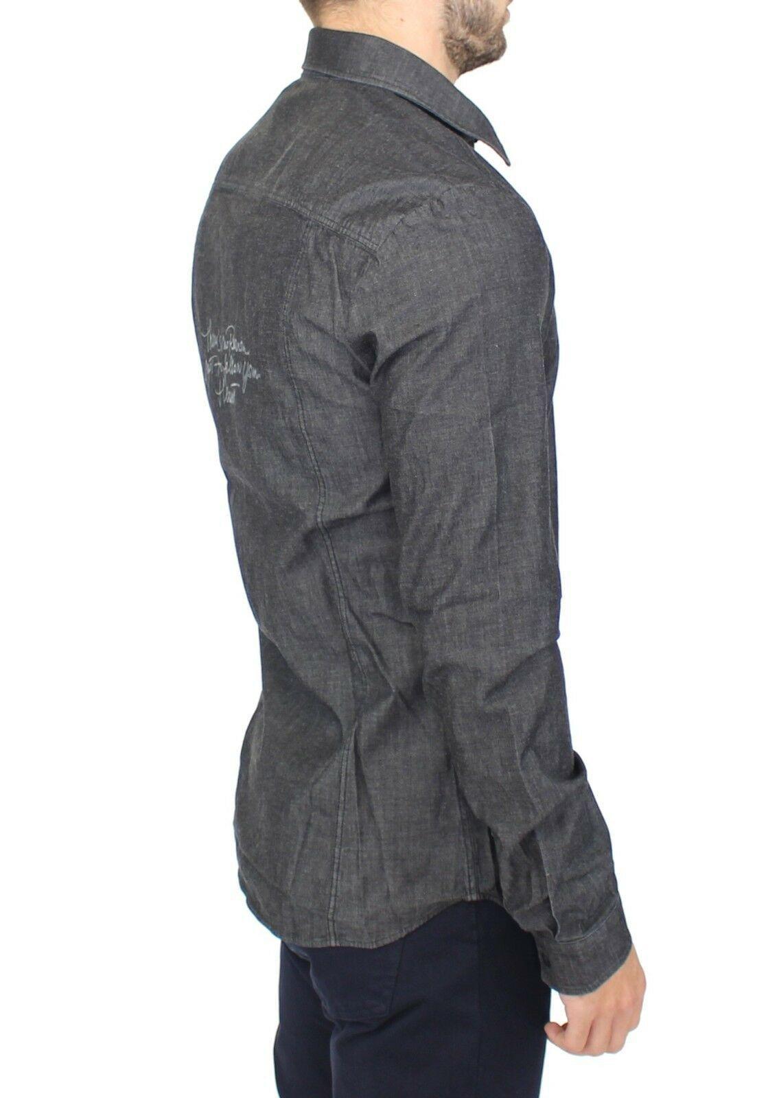 Ermanno Scervino Elegant Gray Stretch Denim Casual Shirt - Arichezz.store