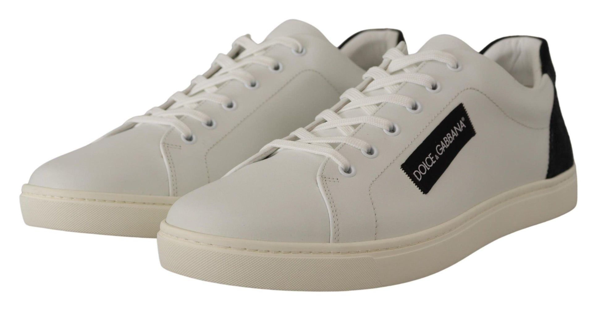 Dolce & Gabbana Elegant White Leather Low Top Sneakers - Arichezz.store