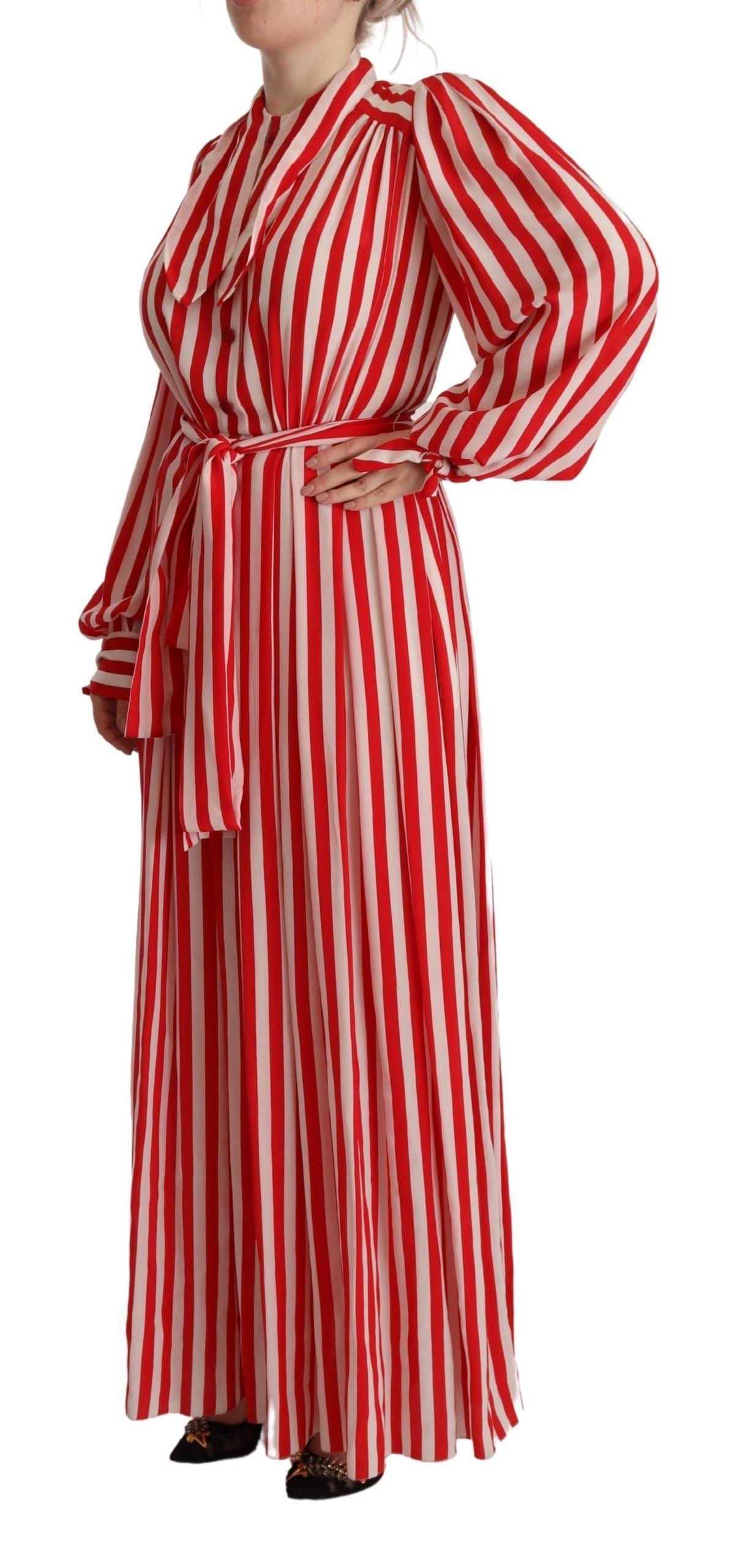 Dolce & Gabbana Elegant Striped Silk Maxi Dress - Arichezz.store