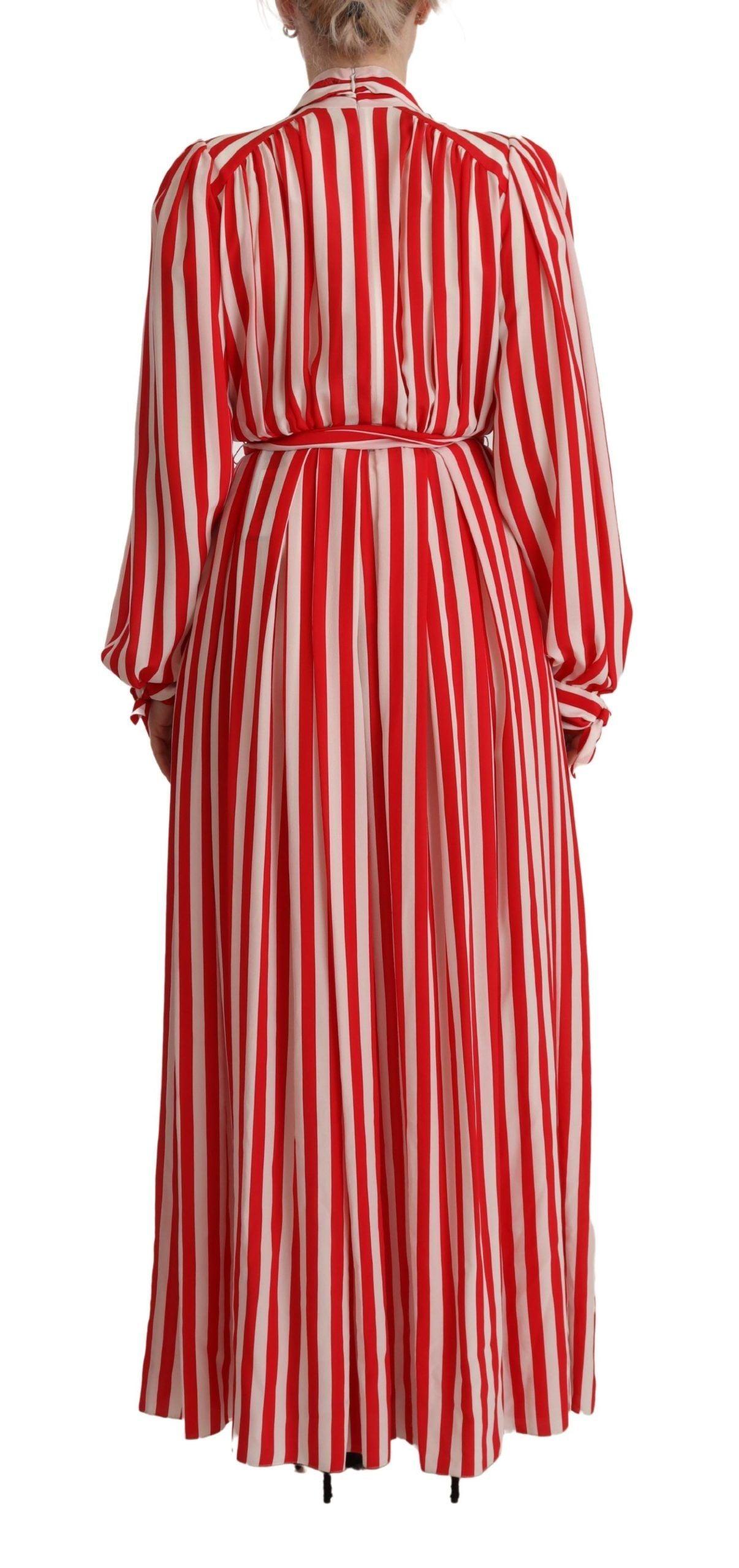 Dolce & Gabbana Elegant Striped Silk Maxi Dress - Arichezz.store