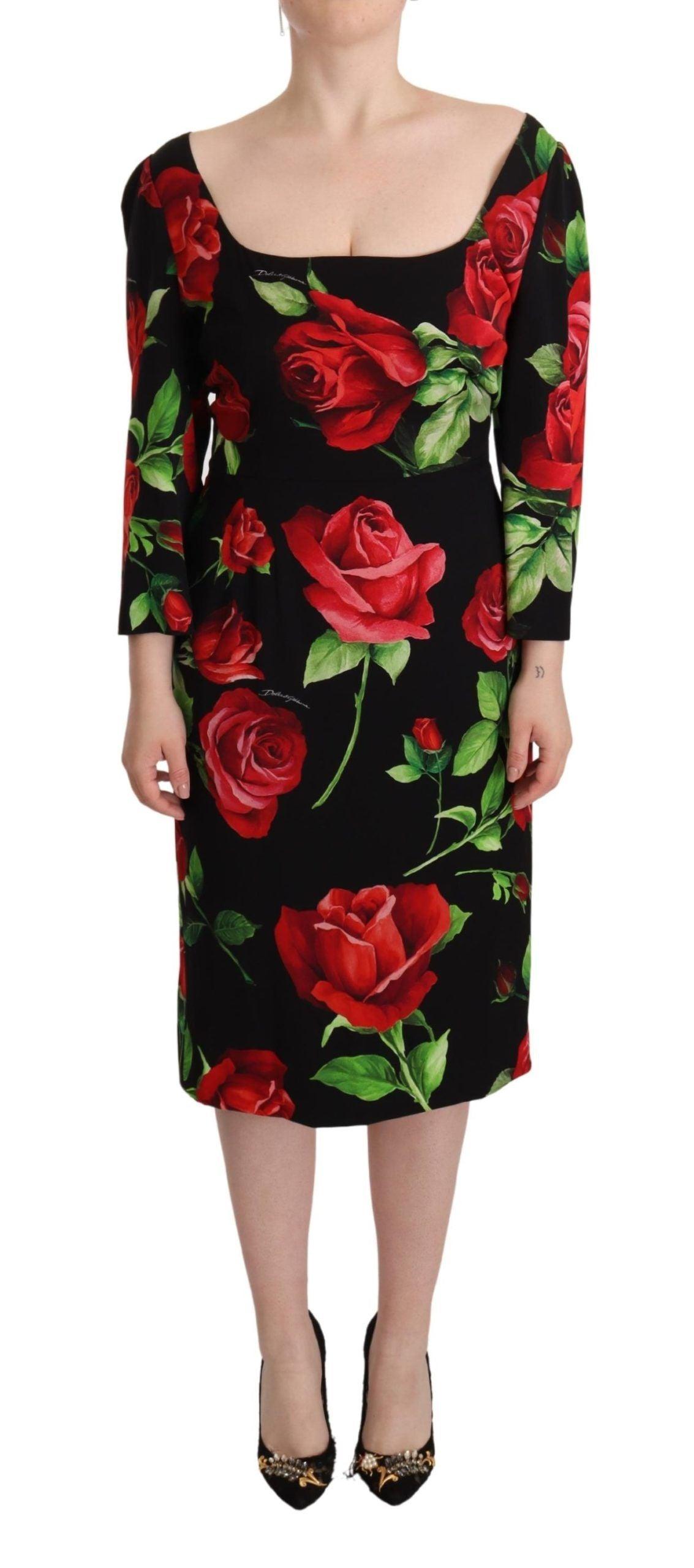 Dolce & Gabbana Elegant Floral Print Silk Sheath Dress - Arichezz.store