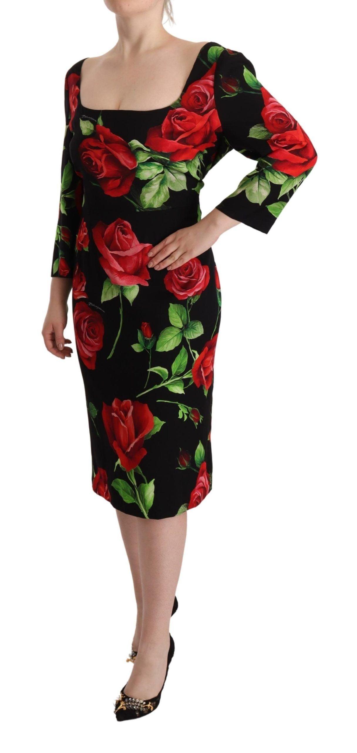 Dolce & Gabbana Elegant Floral Print Silk Sheath Dress - Arichezz.store