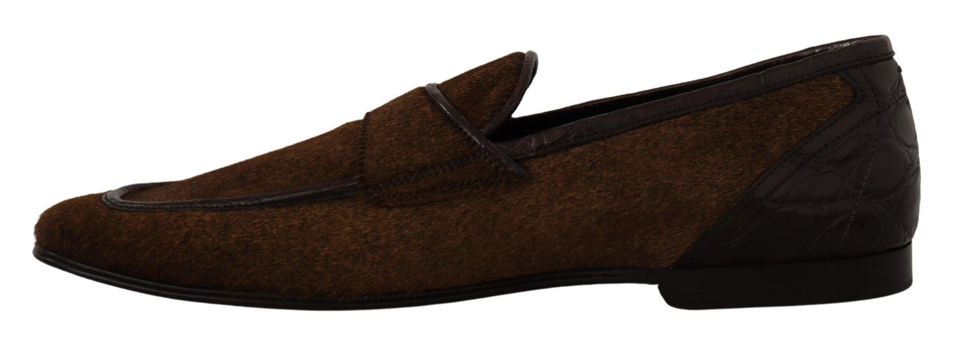 Dolce & Gabbana Elegant Brown Caiman Leather Loafers - Arichezz.store