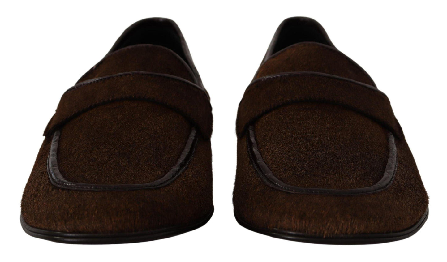 Dolce & Gabbana Elegant Brown Caiman Leather Loafers - Arichezz.store