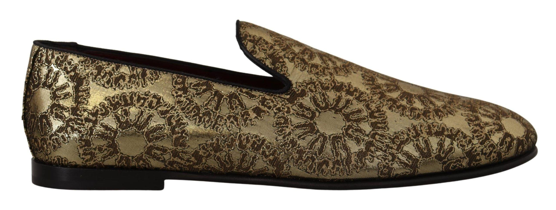 Dolce & Gabbana Gold Tone Loafers Slides Dress Shoes - Arichezz.store