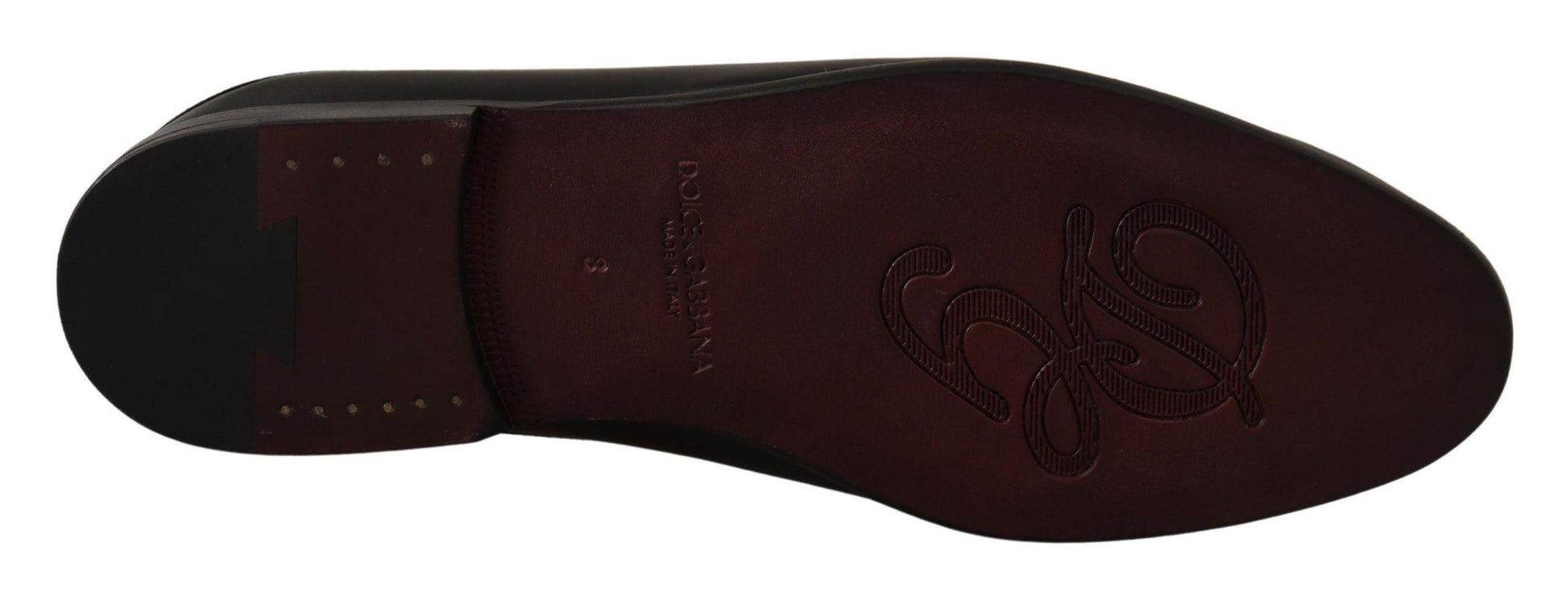 Dolce & Gabbana Exquisite Black & Burgundy Leather Slides - Arichezz.store