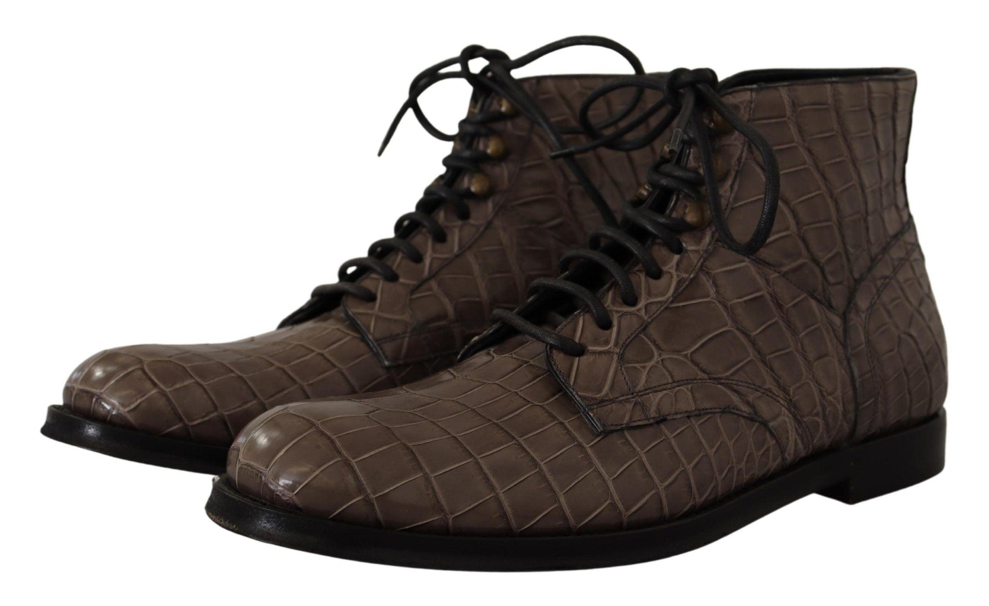 Dolce & Gabbana Elegant Crocodile Derby Brogue Boots - Arichezz.store