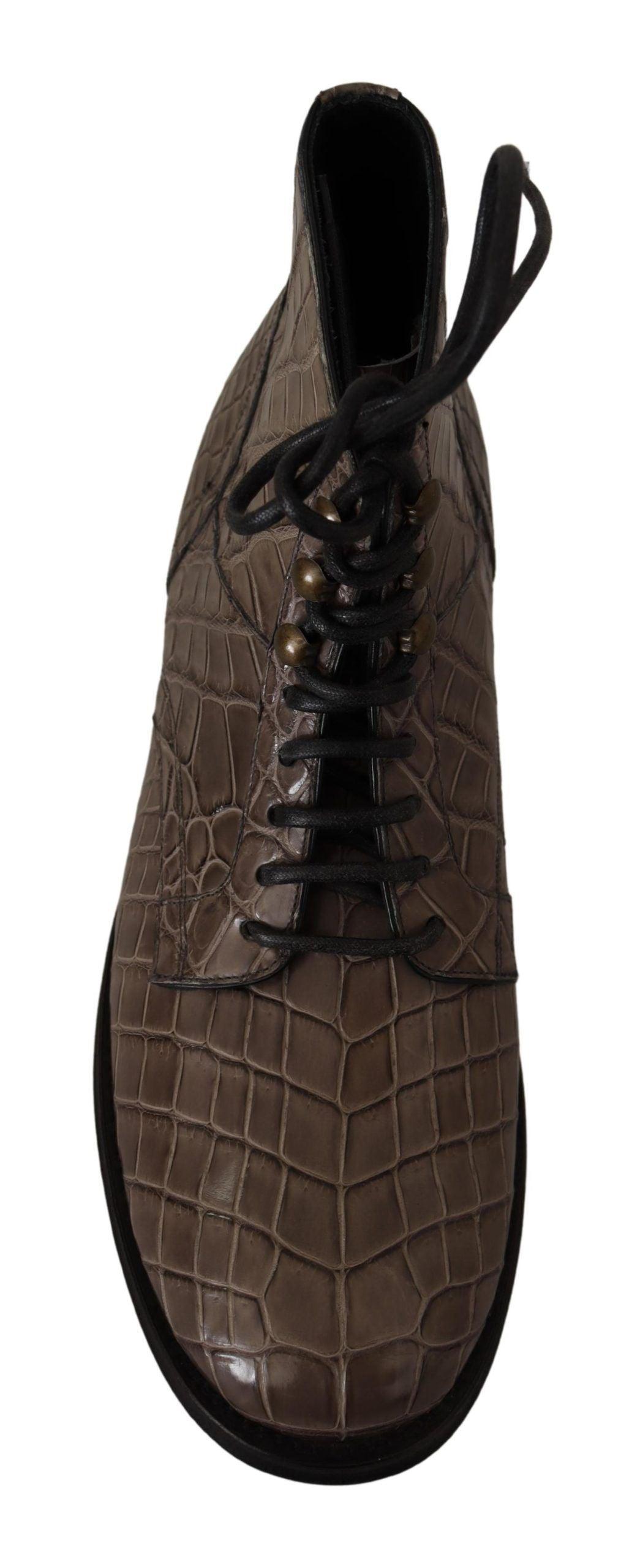 Dolce & Gabbana Elegant Crocodile Derby Brogue Boots - Arichezz.store