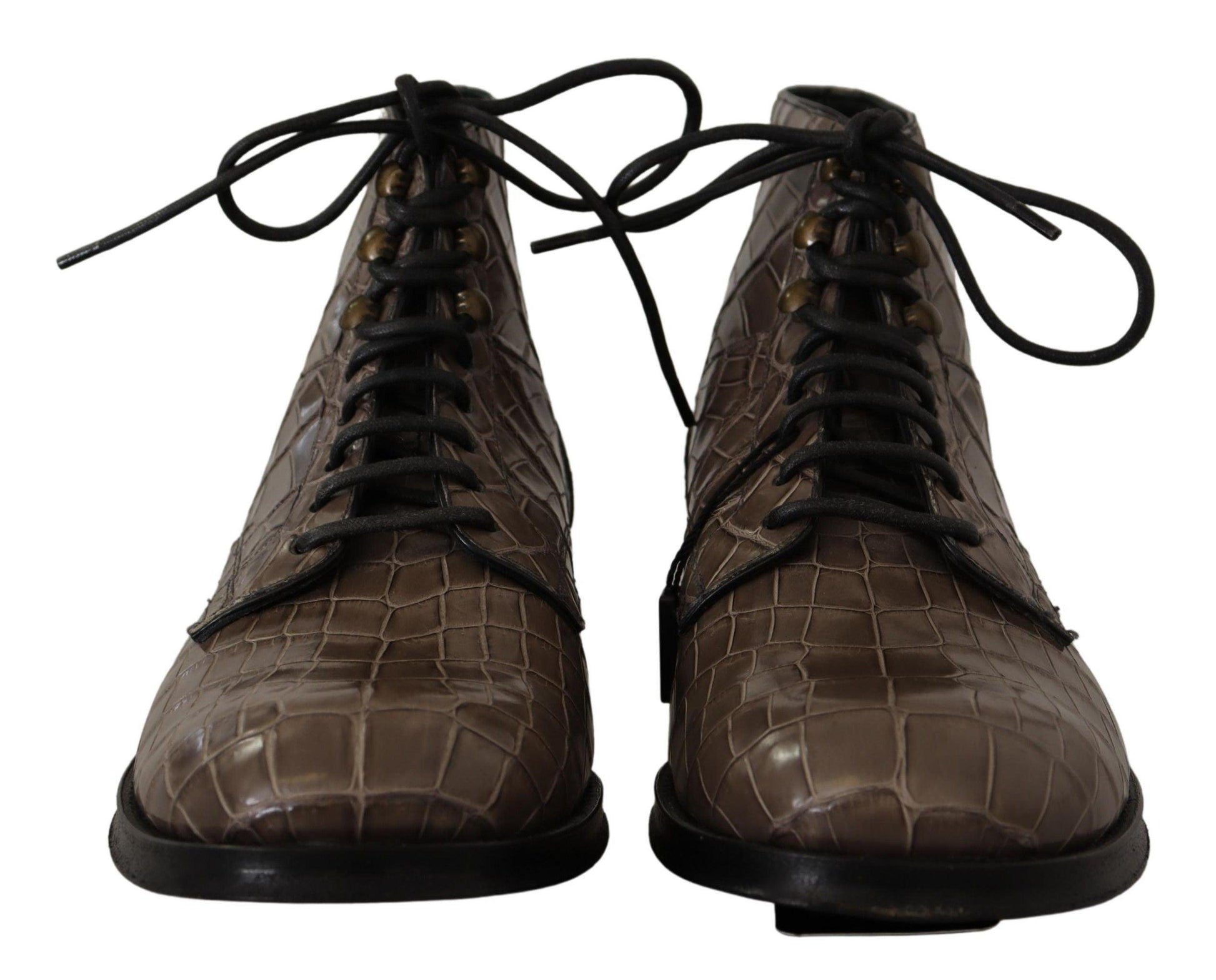 Dolce & Gabbana Elegant Crocodile Derby Brogue Boots - Arichezz.store