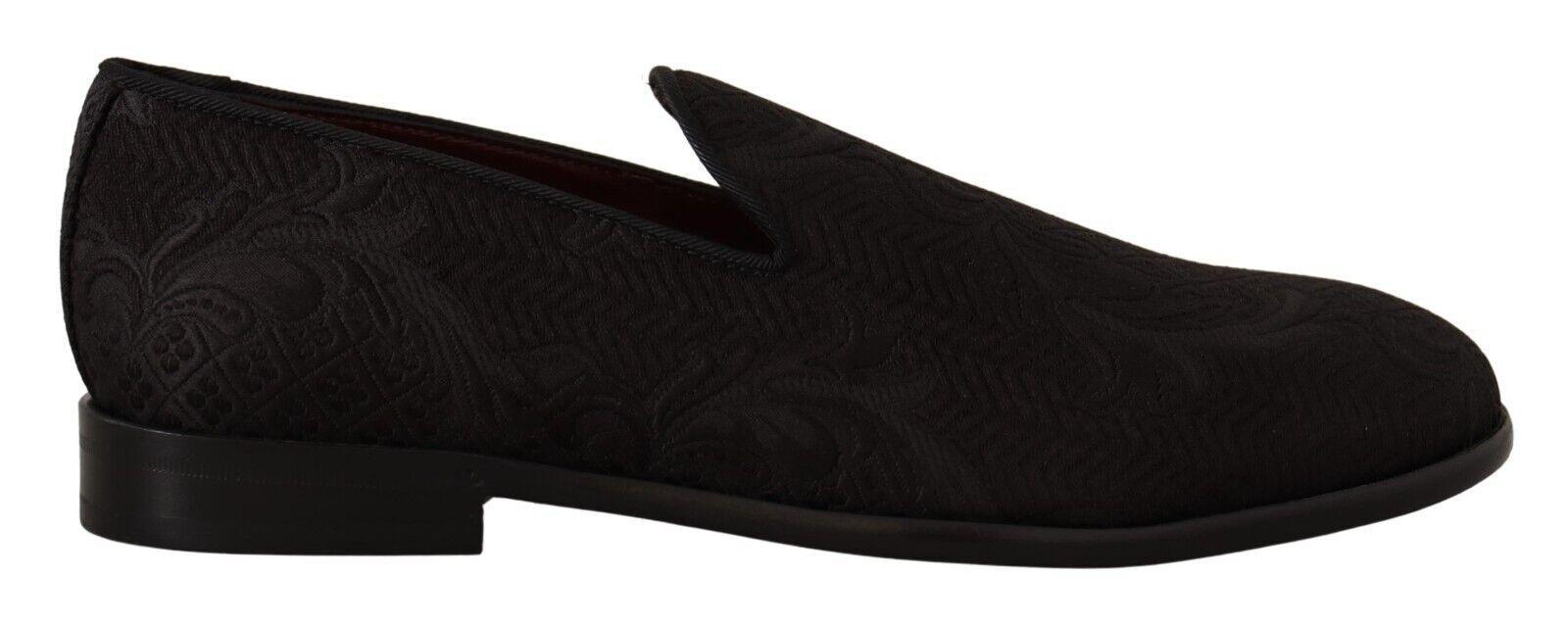 Dolce & Gabbana Black Floral Brocade Slippers - Arichezz.store