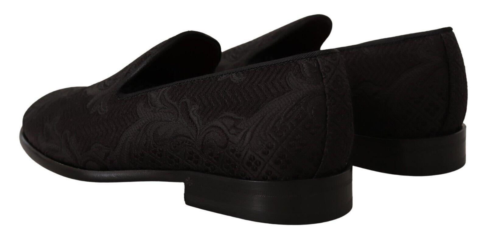 Dolce & Gabbana Black Floral Brocade Slippers - Arichezz.store