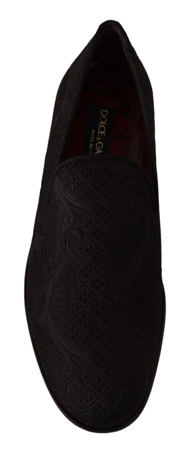 Dolce & Gabbana Black Floral Brocade Slippers - Arichezz.store