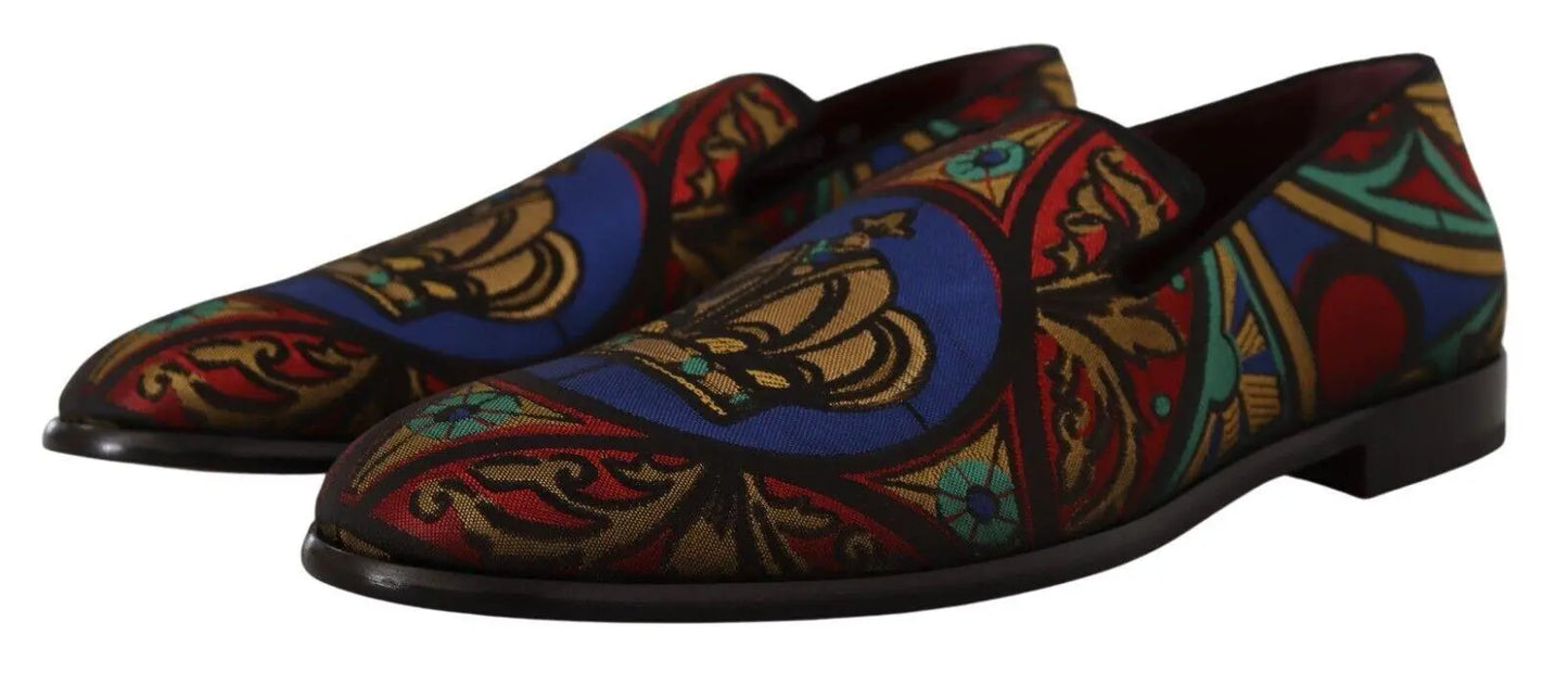 Dolce & Gabbana Multicolor Jacquard Slide-On Loafer Slippers - Arichezz.store