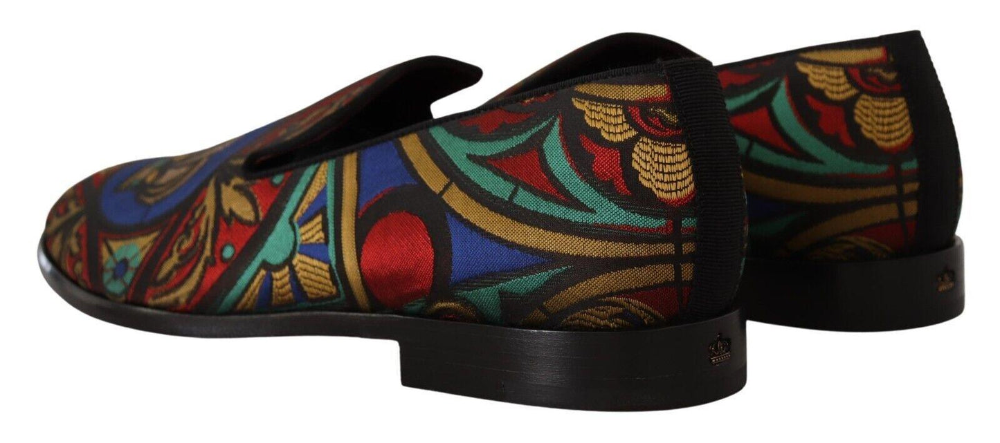 Dolce & Gabbana Multicolor Jacquard Slide-On Loafer Slippers - Arichezz.store