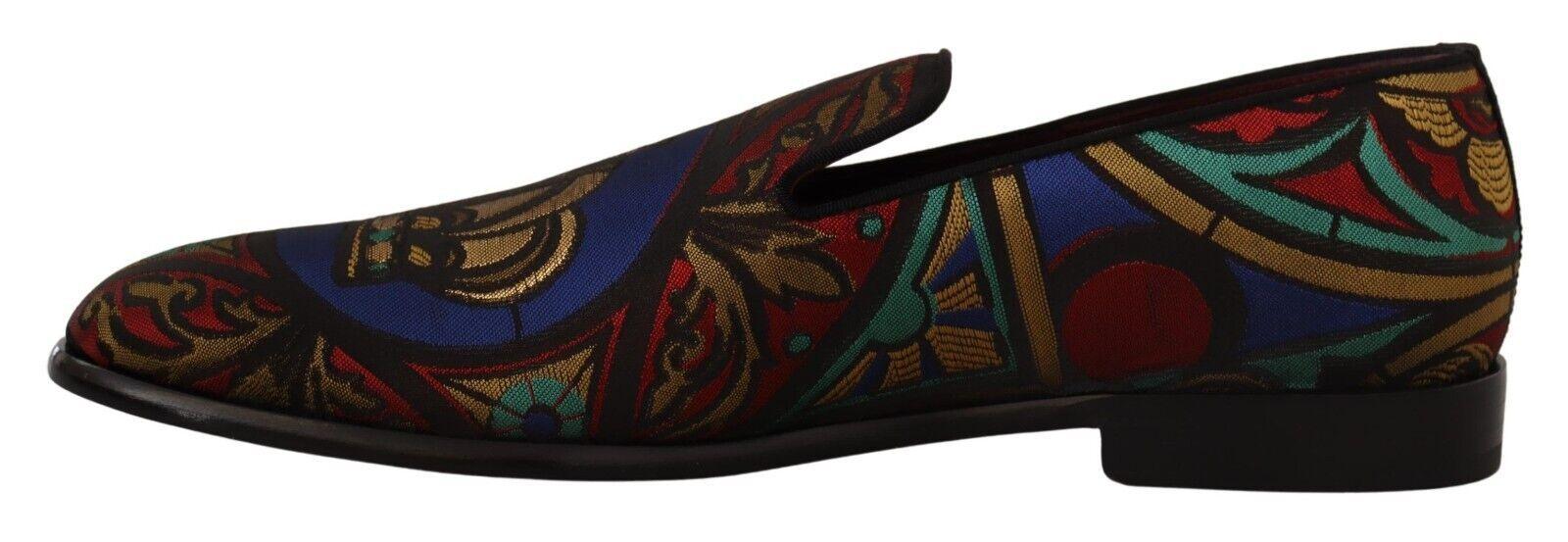 Dolce & Gabbana Multicolor Jacquard Slide-On Loafer Slippers - Arichezz.store