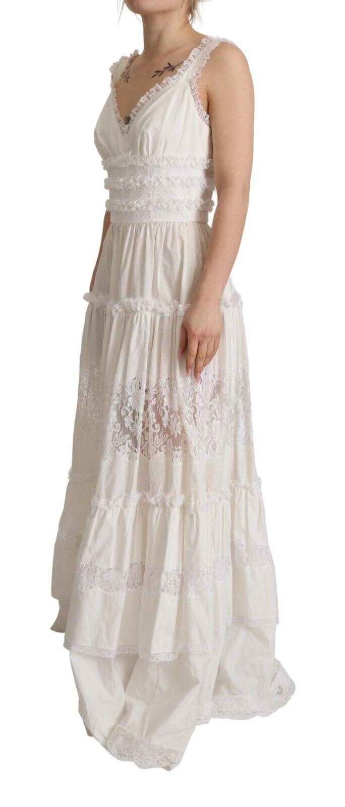 Dolce & Gabbana Elegant White A-Line Tiered Maxi Dress - Arichezz.store