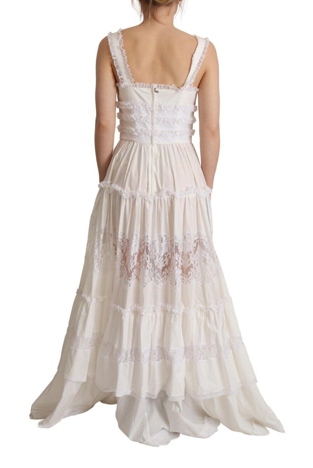 Dolce & Gabbana Elegant White A-Line Tiered Maxi Dress - Arichezz.store