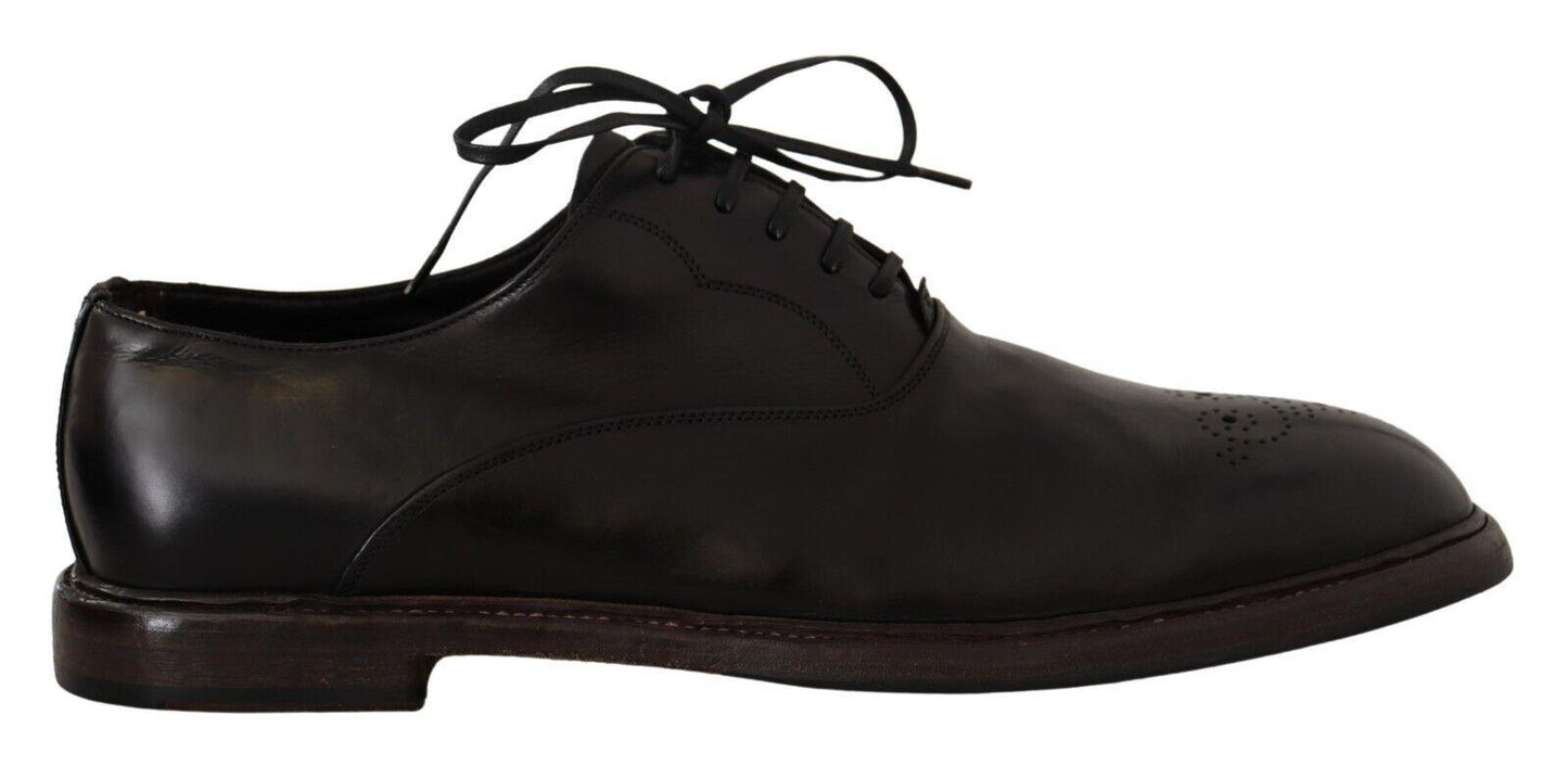 Dolce & Gabbana Elegant Black Leather Derby Formal Shoes - Arichezz.store