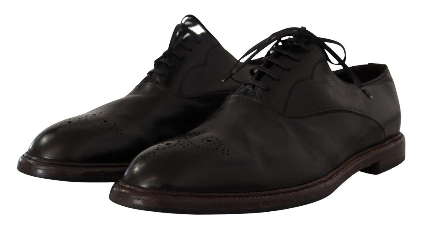 Dolce & Gabbana Elegant Black Leather Derby Formal Shoes - Arichezz.store