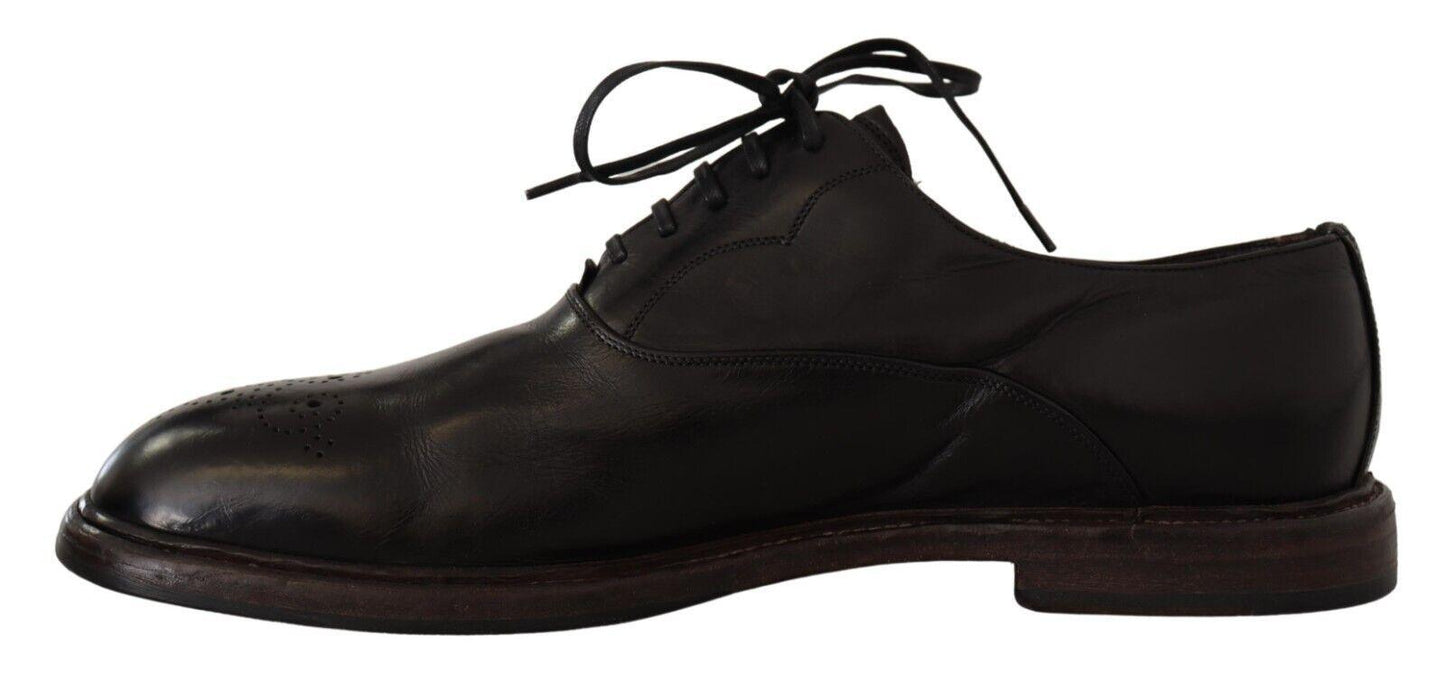 Dolce & Gabbana Elegant Black Leather Derby Formal Shoes - Arichezz.store