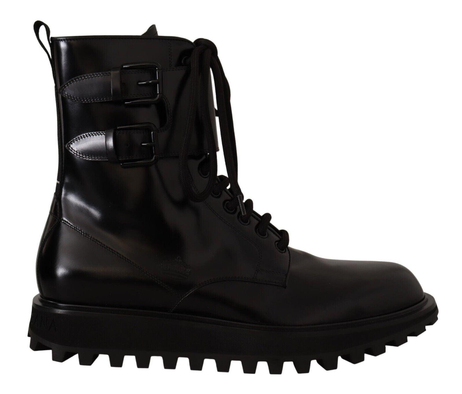 Dolce & Gabbana Elegant Black Leather Ankle Boots - Arichezz.store