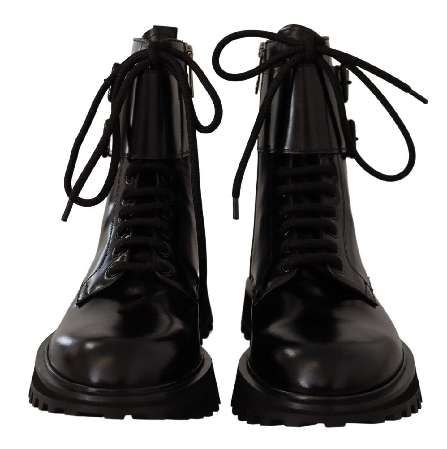 Dolce & Gabbana Elegant Black Leather Ankle Boots - Arichezz.store