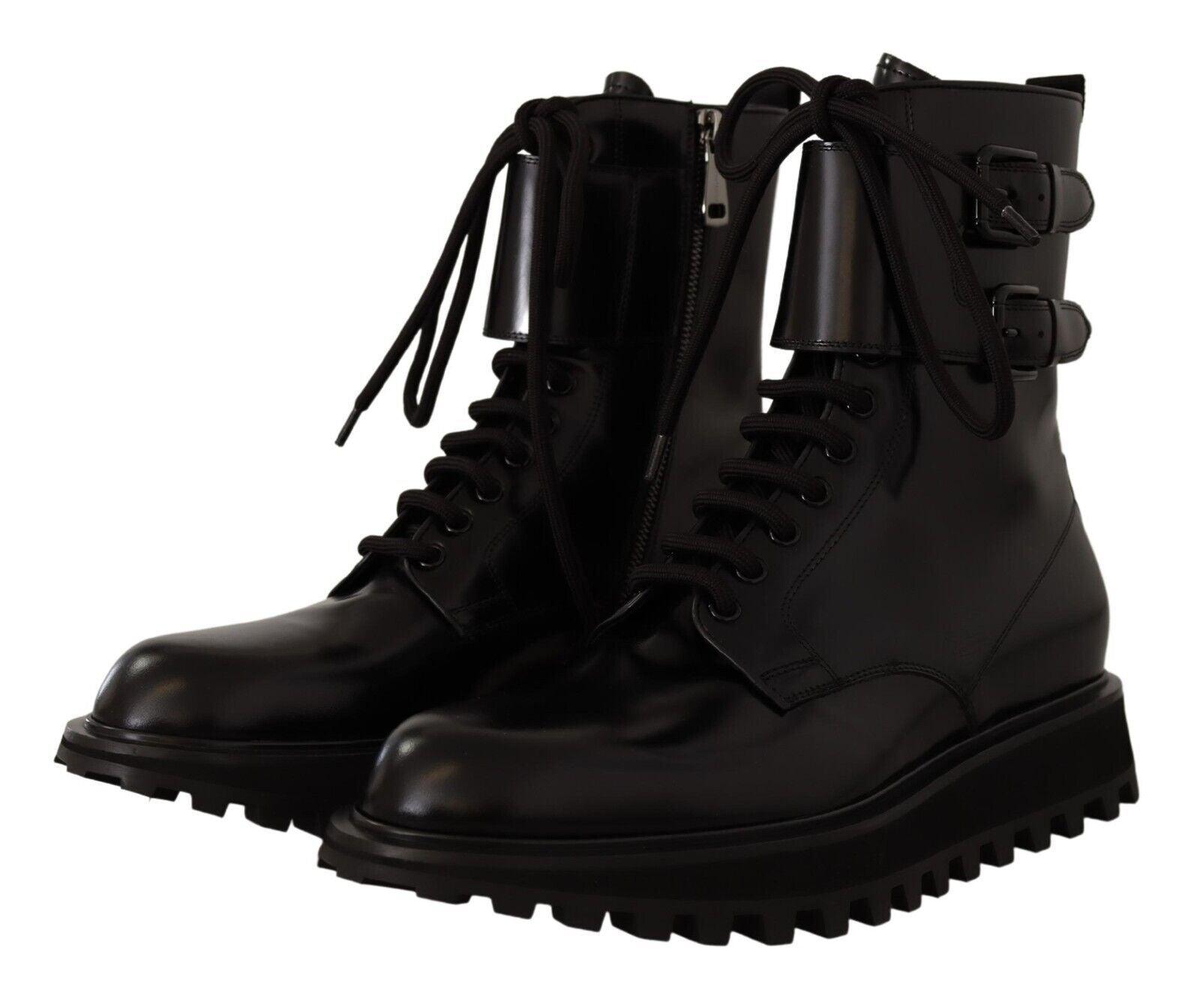 Dolce & Gabbana Elegant Black Leather Ankle Boots - Arichezz.store