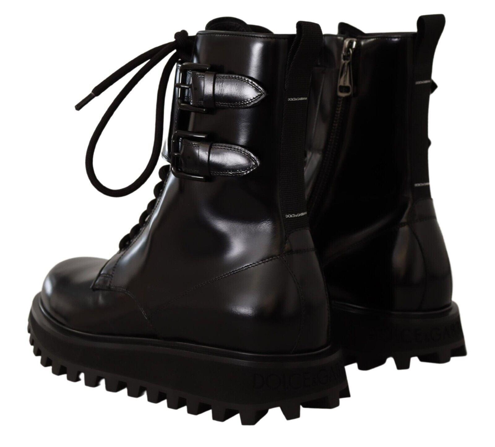 Dolce & Gabbana Elegant Black Leather Ankle Boots - Arichezz.store