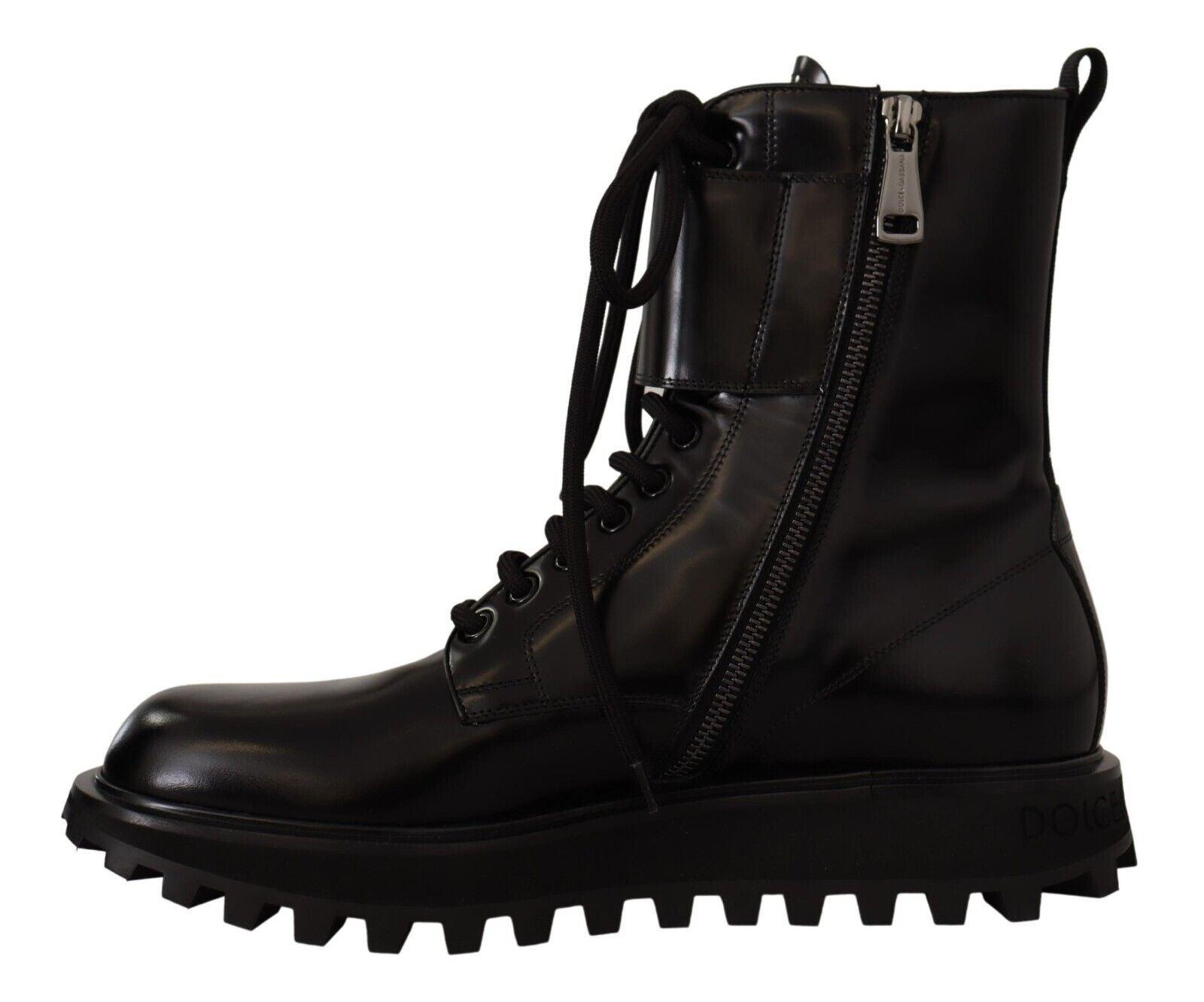 Dolce & Gabbana Elegant Black Leather Ankle Boots - Arichezz.store