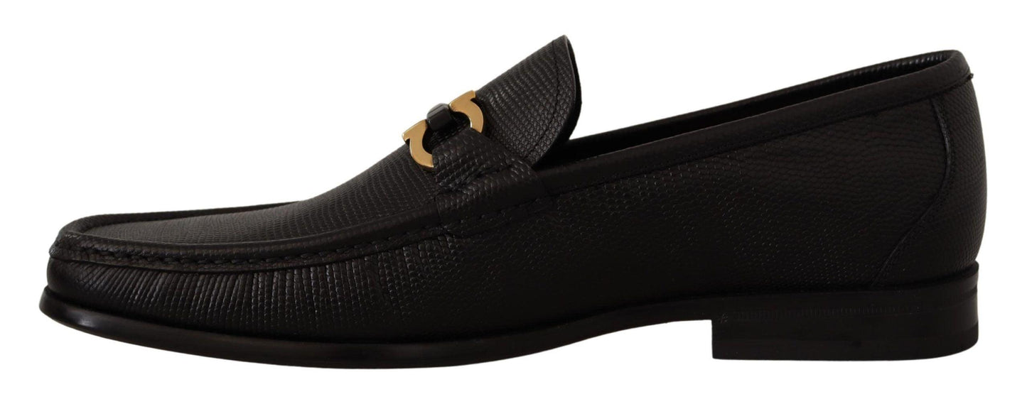 Salvatore Ferragamo Elegant Black Calf Leather Loafers - Arichezz.store