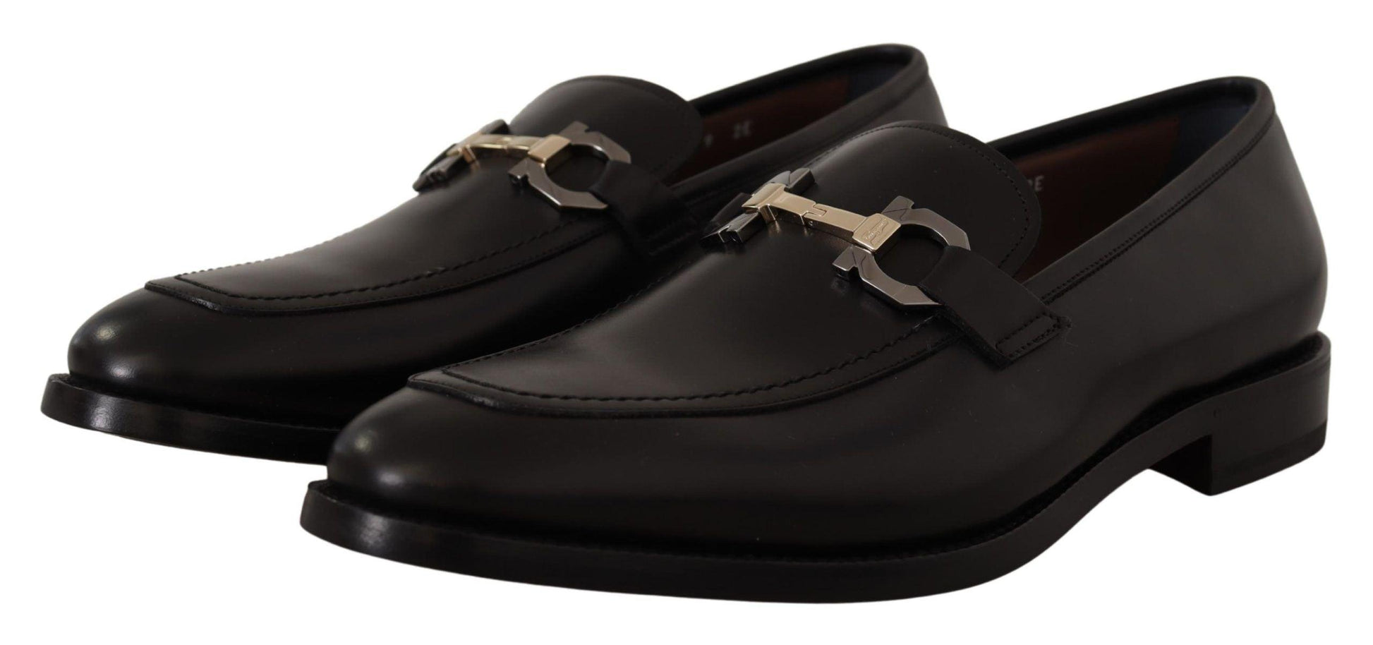 Salvatore Ferragamo Suave Black Leather Gancio Bit Loafers - Arichezz.store