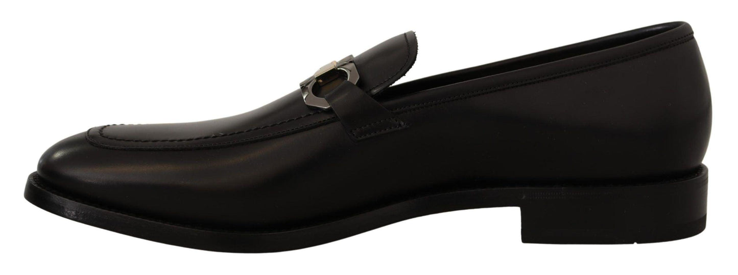 Salvatore Ferragamo Suave Black Leather Gancio Bit Loafers - Arichezz.store