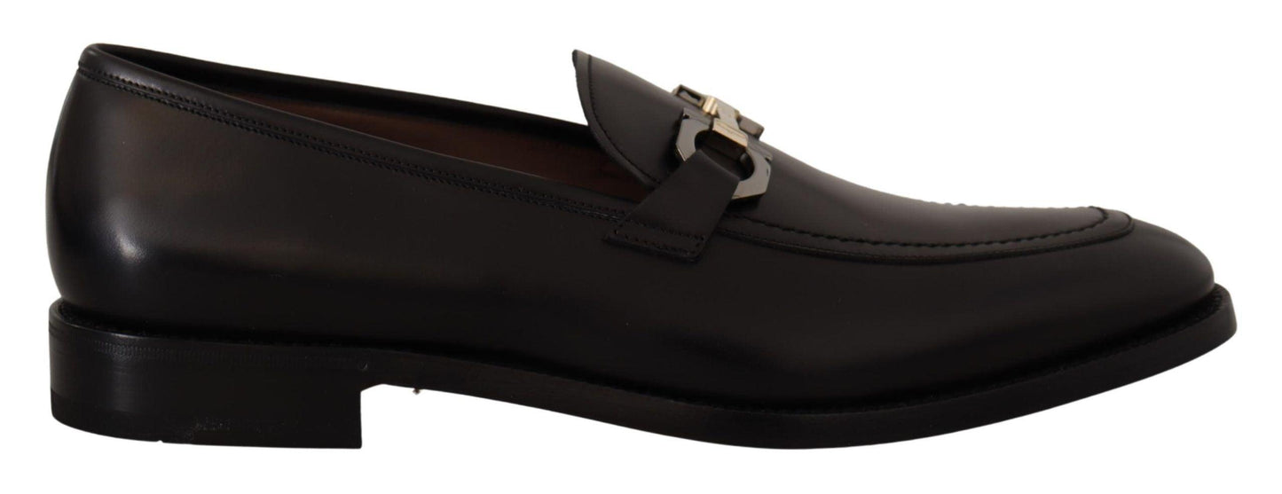 Salvatore Ferragamo Suave Black Leather Gancio Bit Loafers - Arichezz.store