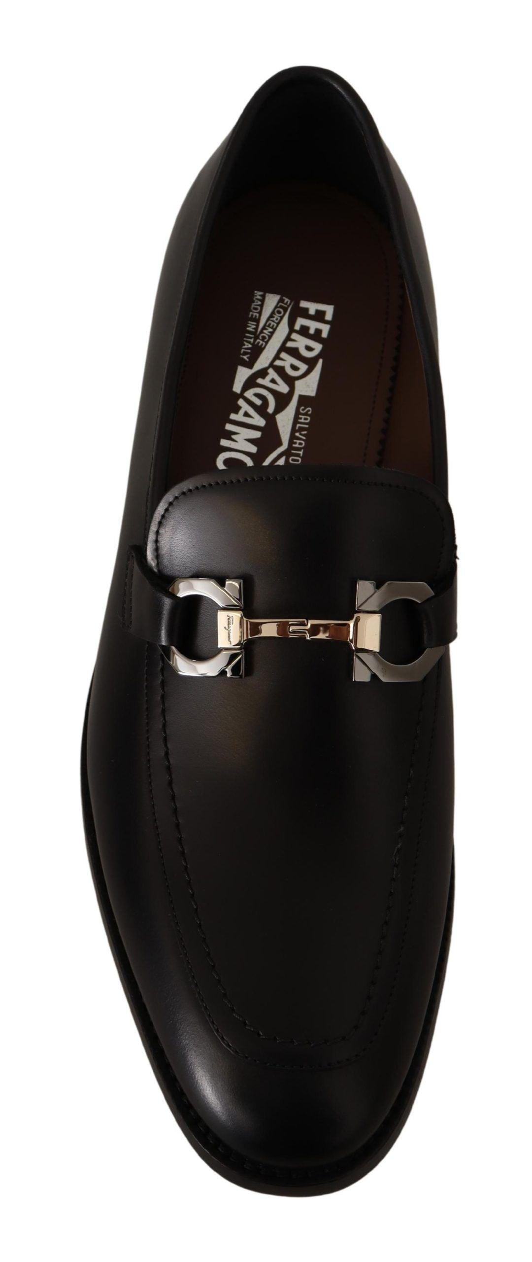 Salvatore Ferragamo Suave Black Leather Gancio Bit Loafers - Arichezz.store