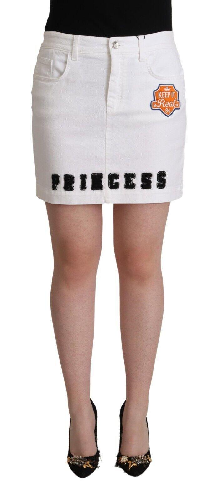 Dolce & Gabbana Chic Embellished White Denim Mini Skirt - Arichezz.store