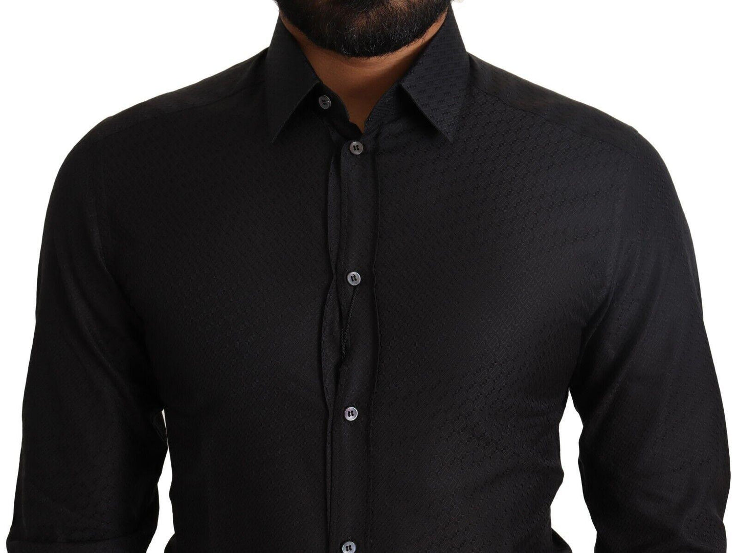 Dolce & Gabbana Elegant Black Cotton Gold Dress Shirt - Arichezz.store