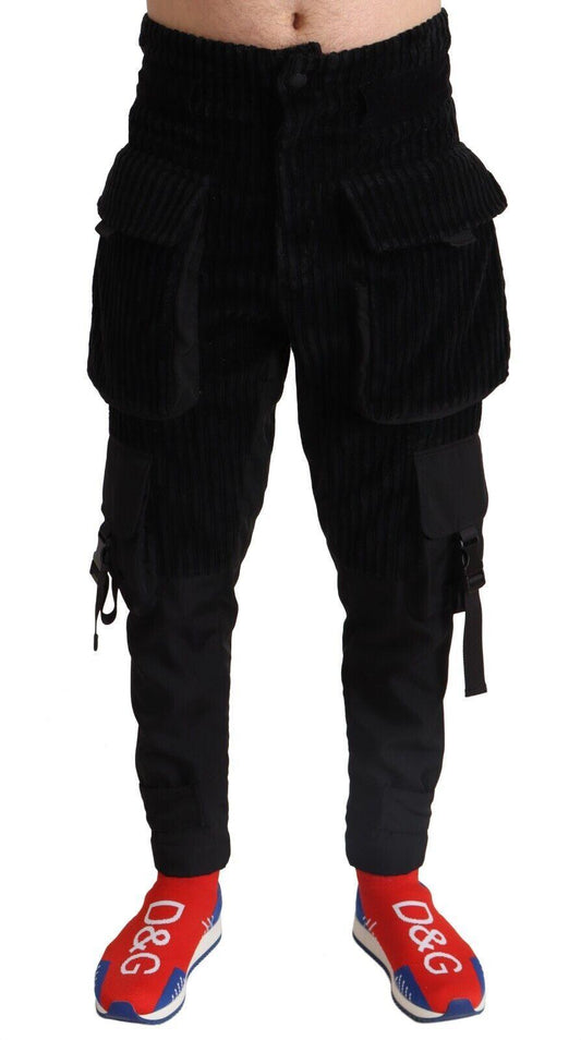 Dolce & Gabbana Elegant Black Cargo Corduroy Pants - Arichezz.store