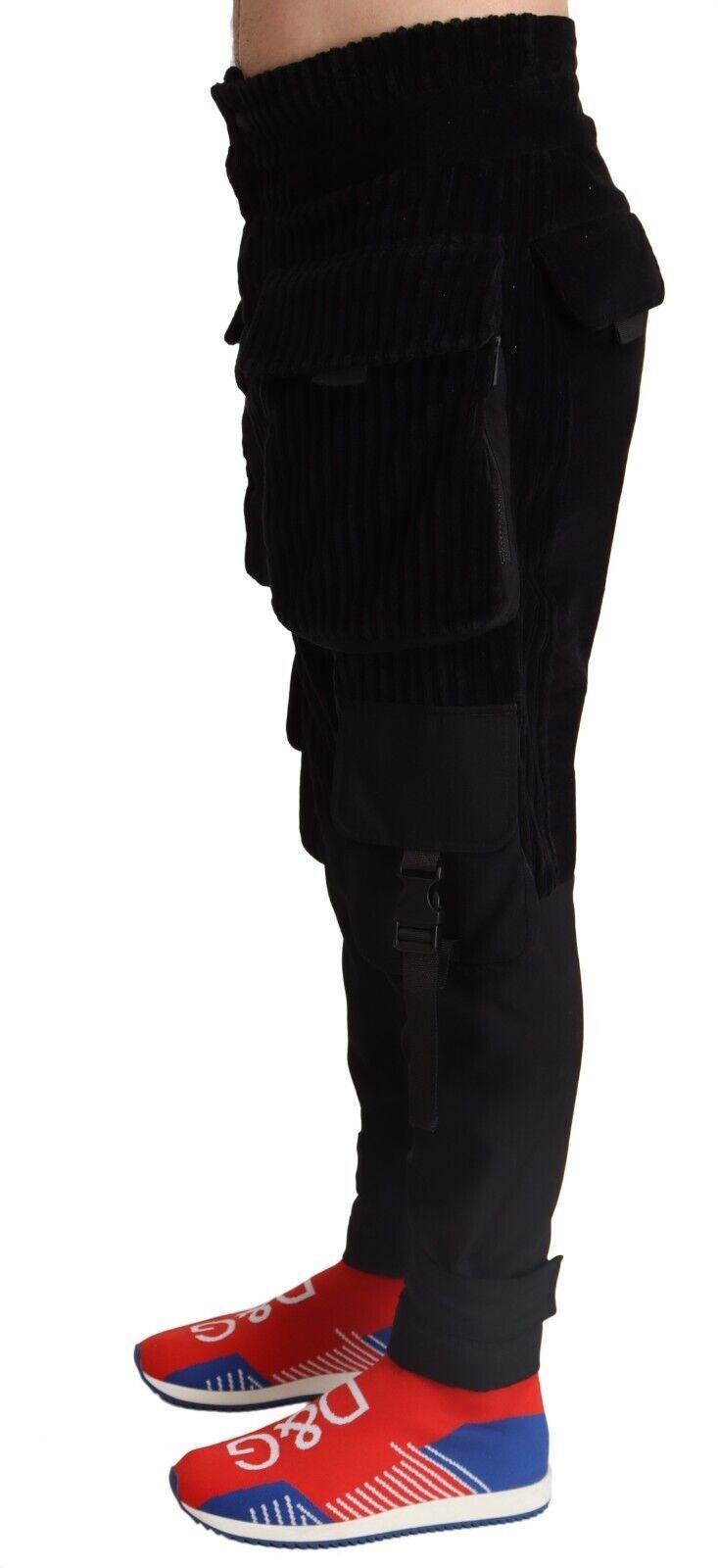 Dolce & Gabbana Elegant Black Cargo Corduroy Pants - Arichezz.store