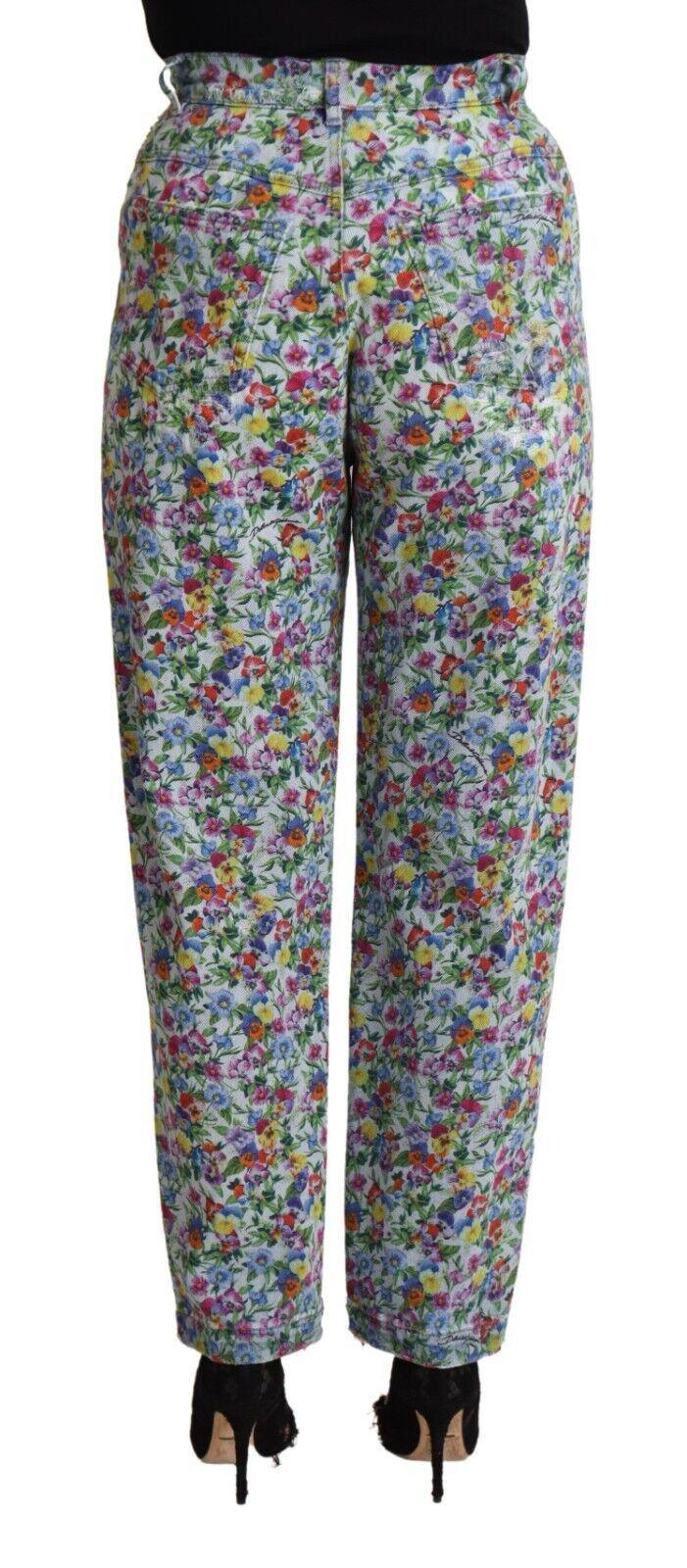 Dolce & Gabbana Floral High Waisted Tapered Denim Jeans - Arichezz.store