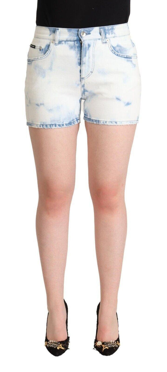 Dolce & Gabbana Chic White Denim Mid-Waisted Shorts - Arichezz.store