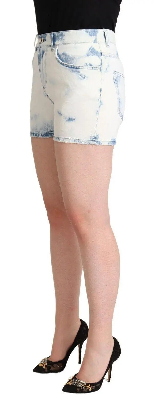 Dolce & Gabbana Chic White Denim Mid-Waisted Shorts - Arichezz.store